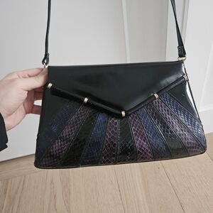 Vintage Black and Purple Shell-inspired Crossbody Bag